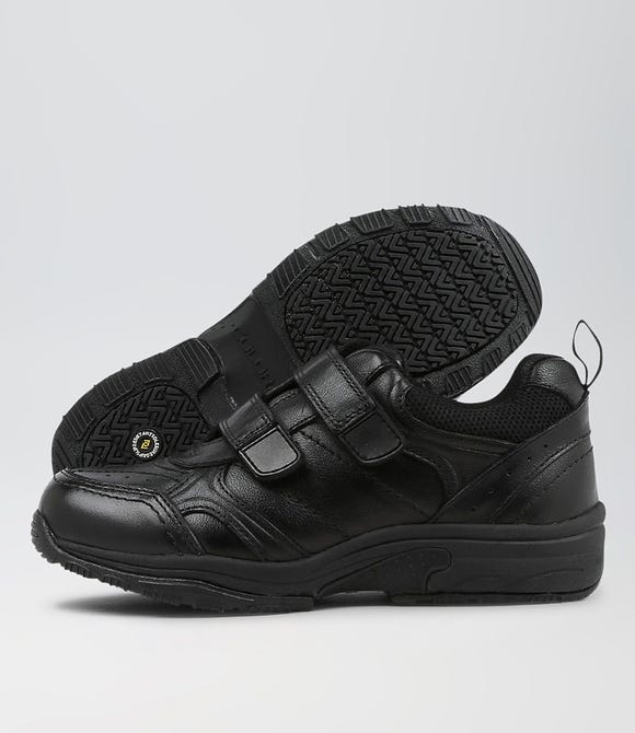 Hype Jnr E Adj Black Leather Sneakers